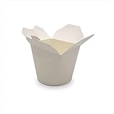 50x Food Box 500 ml weiß aus Pappe | To Go Nudelbox Transportbox Take Away Asia-Box Einweg | mit Faltdeckel und PE Innenbeschichtung | Papier Schachtel Nudel Verpackung | silverkitchen