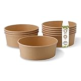 BIOZOYG Einweg Salatschale Bio Einweggeschirr Suppen-Schale braun rund 1000 ml I Kompostierbare Schalen Kraftkarton Verpackung mit PLA Innenbeschichtung I 50 Einweg-Schalen To Go Becher Salat