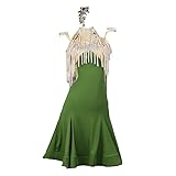 Yhwacyznm Professionelle Wettkampfkleider Für Lateinamerikanischen Tanz Hochwertige Cha Cha Kleidung Tango Tanzkleidung Für Damen Salsa Tanzkleidung Mit Strass,Grün,XL