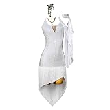 Yhwacyznm Latein Tanz Wettbewerbskleider Für Damen Professionelle Standard Kleidung Glänzendes Strass Outfit Für Salsa Und Tango Asymmetrischer Saum Cha Cha Tanzkleidung,A,S