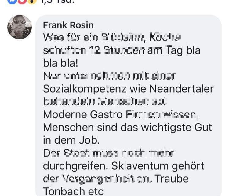 Frank Rosin dementiert jetzt die Aussage von der Bild Zeitung, dass Köche 12 Std am Tag arbeiten. Mehr im Beitrag